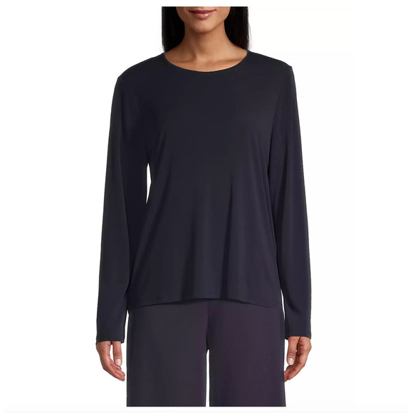 Eileen Fisher Crewneck Silk Long Sleeve Blouse Size Medium - Picture 3 of 11